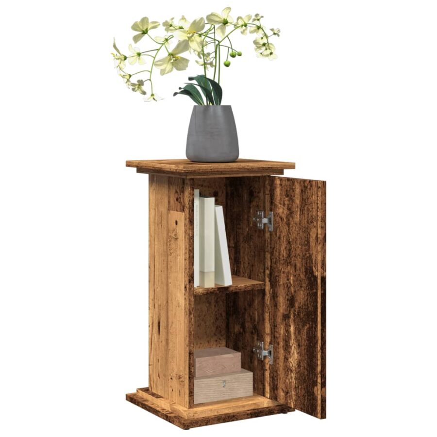 Sokkel met opbergruimte 31x30x60 cm bewerkt hout oud houtkleur - Afbeelding 4