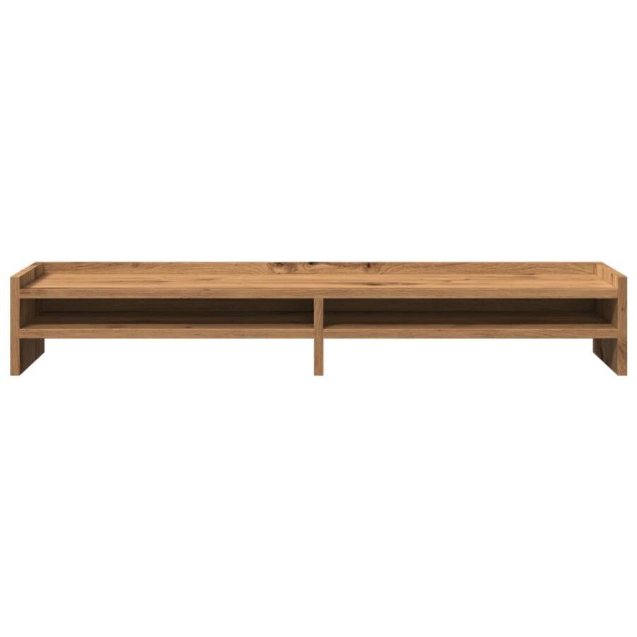 Monitorstandaard 100x24x16 cm bewerkt hout artisanaal eiken - Afbeelding 4