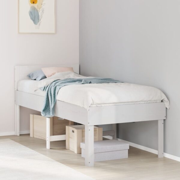 Bedframe zonder matras massief grenenhout wit 90x190 cm
