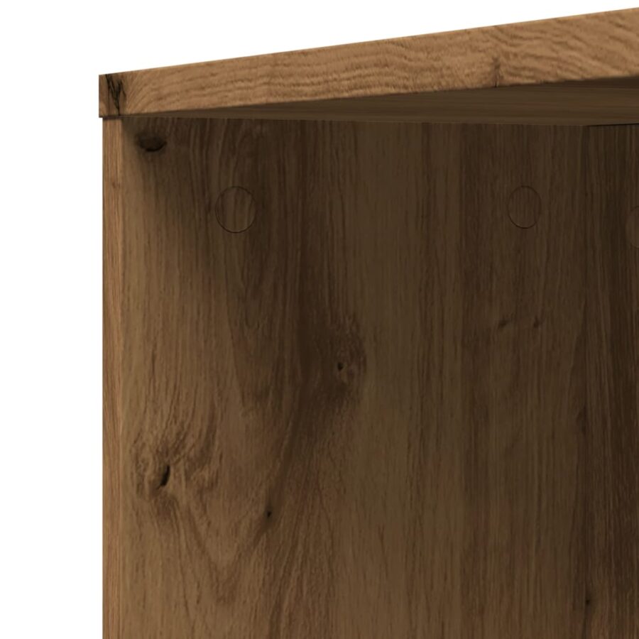 Badkamerkast smal met wielen bewerkt hout artisanaal eikenkleur - Afbeelding 9