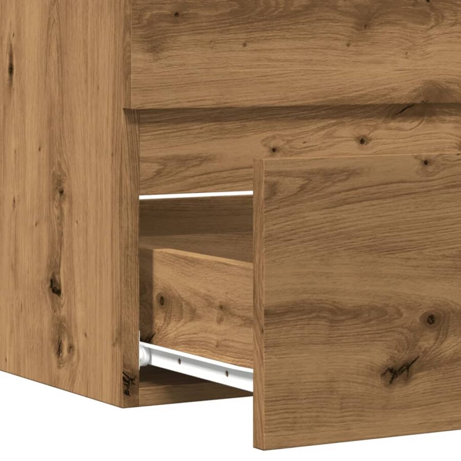 Badkamerkast 60x38,5x45 cm bewerkt hout artisanaal eikenkleurig - Afbeelding 8