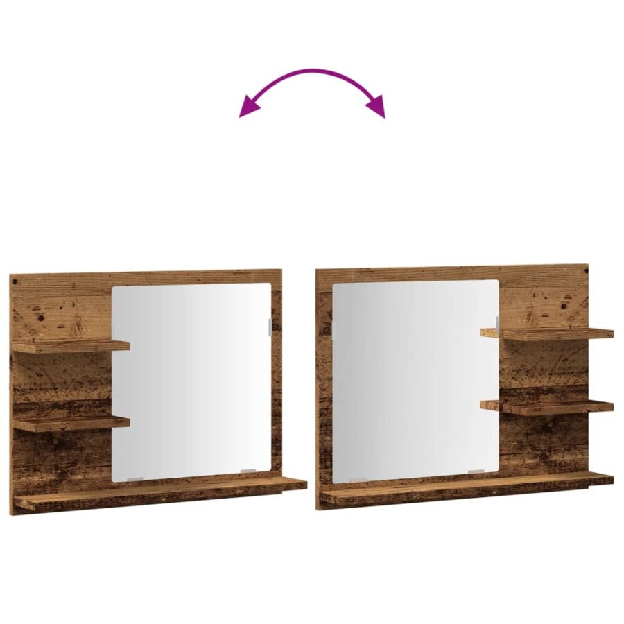 Badkamerspiegelkast 60x10,5x45 cm oud houtkleurig - Afbeelding 7