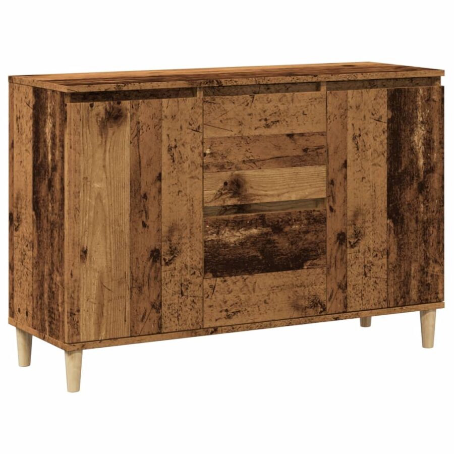 Dressoir 102x35x70 cm bewerkt hout oud houtkleurig - Afbeelding 2