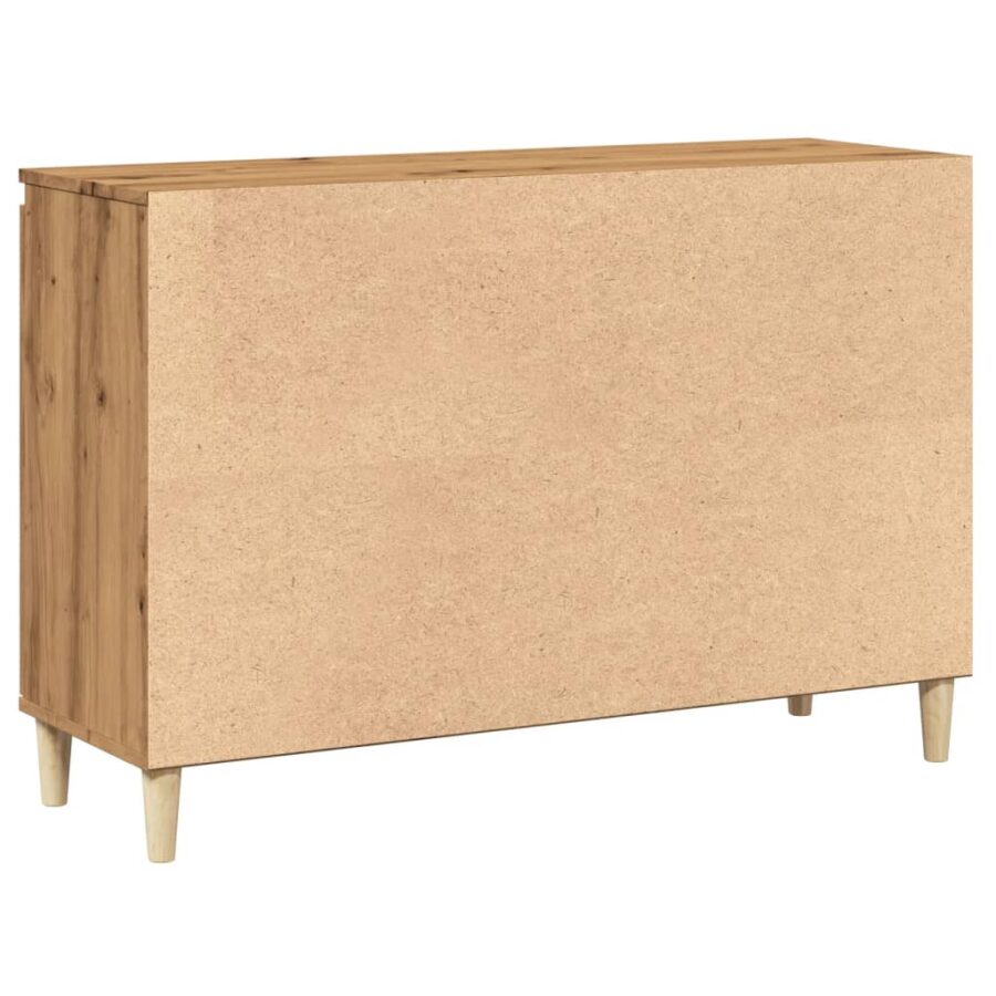 Dressoir 102x35x70 cm bewerkt hout artisanaal eikenkleurig - Afbeelding 7