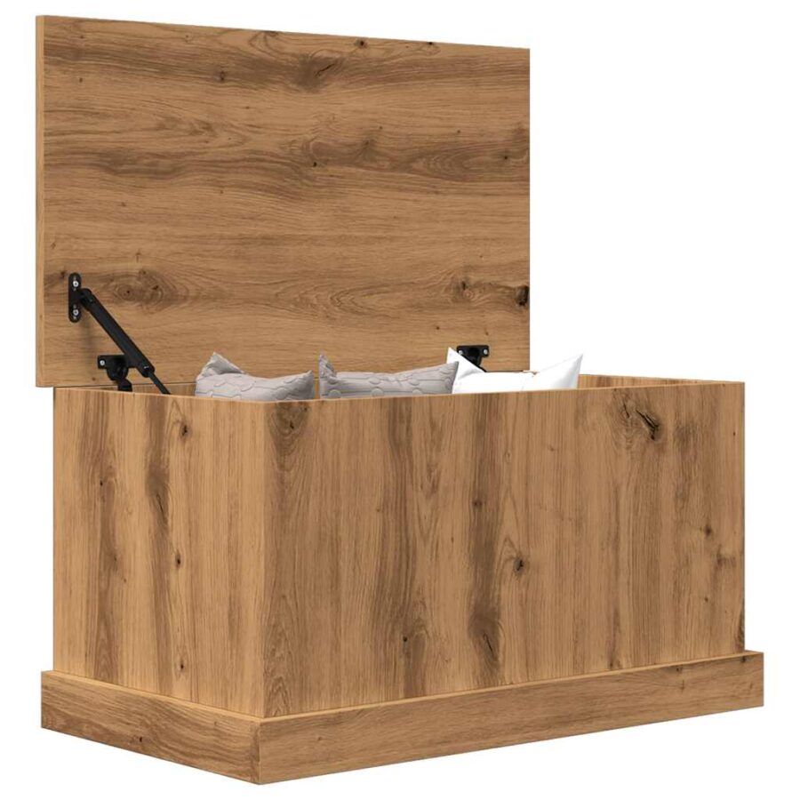 Opbergbox 70x40x38 cm bewerkt hout artisanaal eikenkleurig - Afbeelding 4