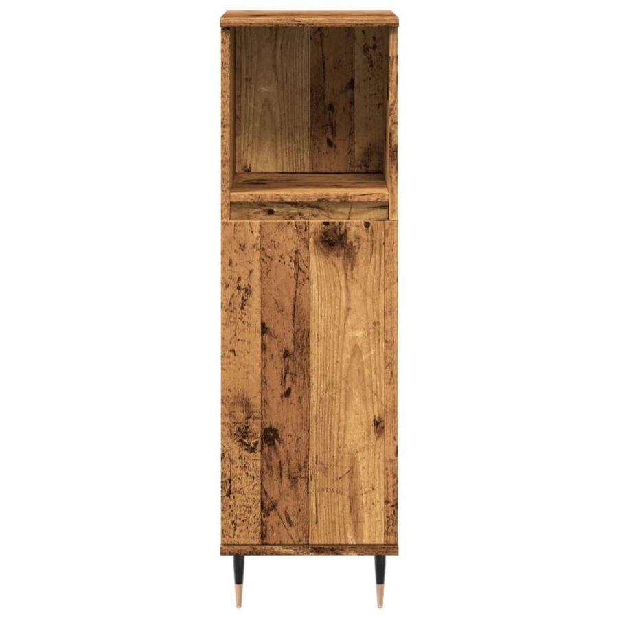 Badkamerkast 30x30x100 cm bewerkt hout oud houtkleurig - Afbeelding 4
