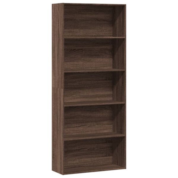 Boekenkast 80x30x189 cm bewerkt hout bruin eikenkleur