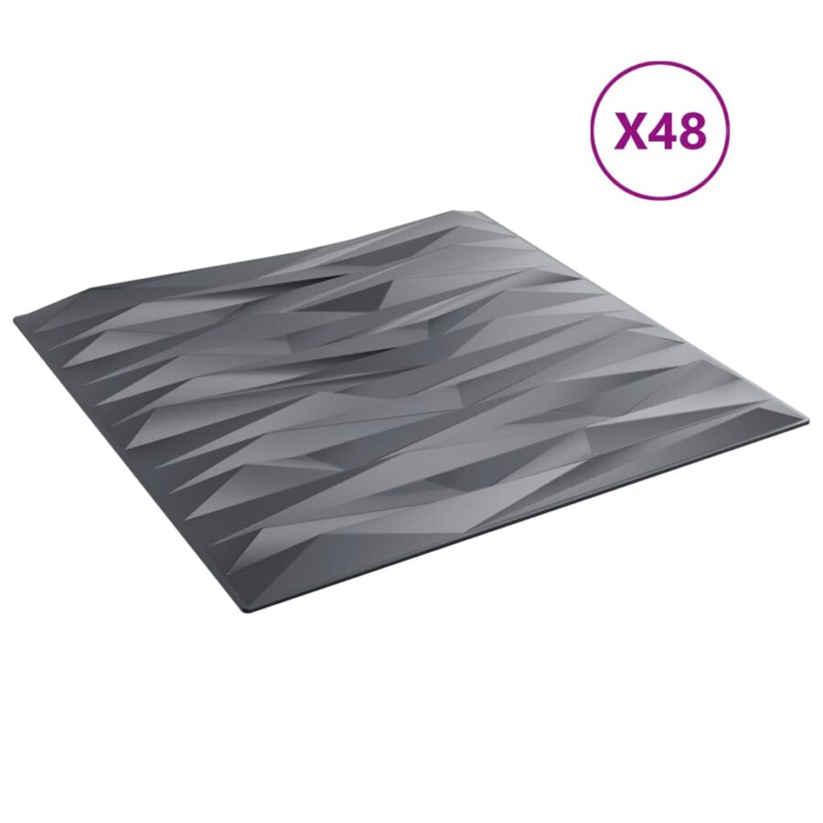 48 st Wandpanelen steen 12 m² 50x50 cm XPS grijs - Afbeelding 4