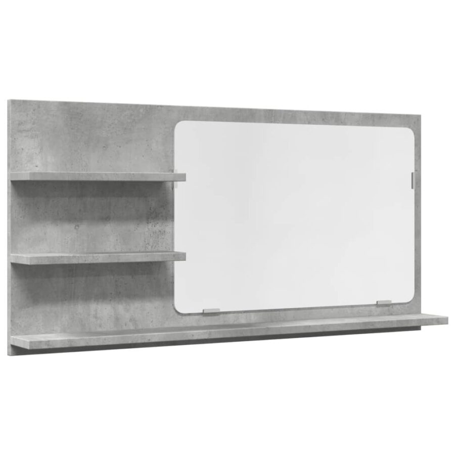 Badkamerspiegelkast 90x11x45 cm bewerkt hout betongrijs - Afbeelding 2