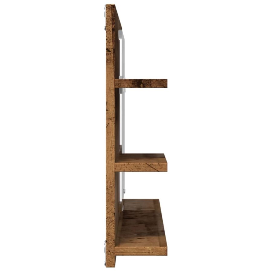 Badkamerspiegelkast 90x11x45 cm bewerkt hout oud houtkleurig - Afbeelding 5