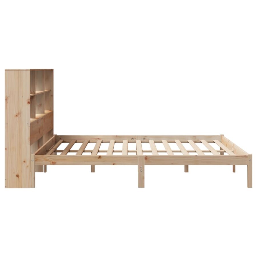 Bed met boekenkast zonder matras massief grenenhout 200x200 cm - Afbeelding 7