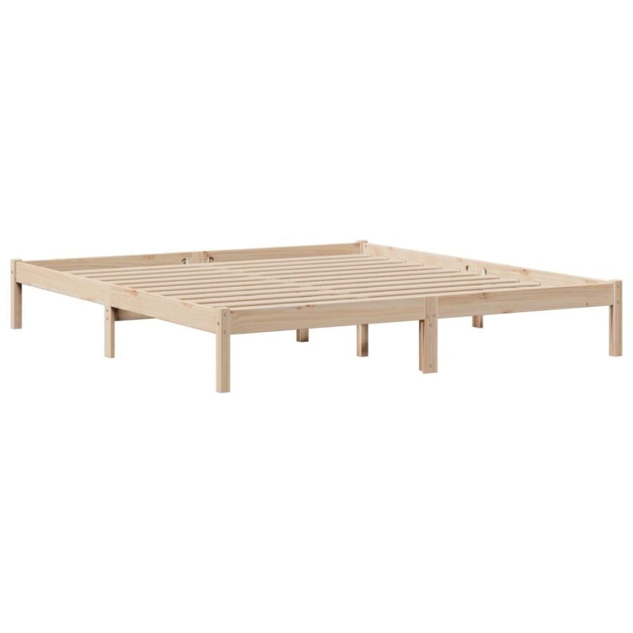 Bed met boekenkast zonder matras massief grenenhout 200x200 cm - Afbeelding 5