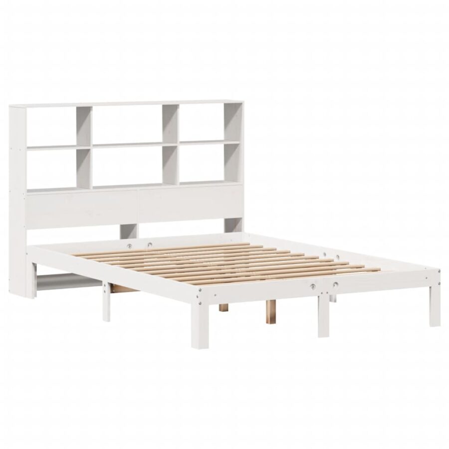 Bed met boekenkast zonder matras grenenhout wit 120x190 cm - Afbeelding 3
