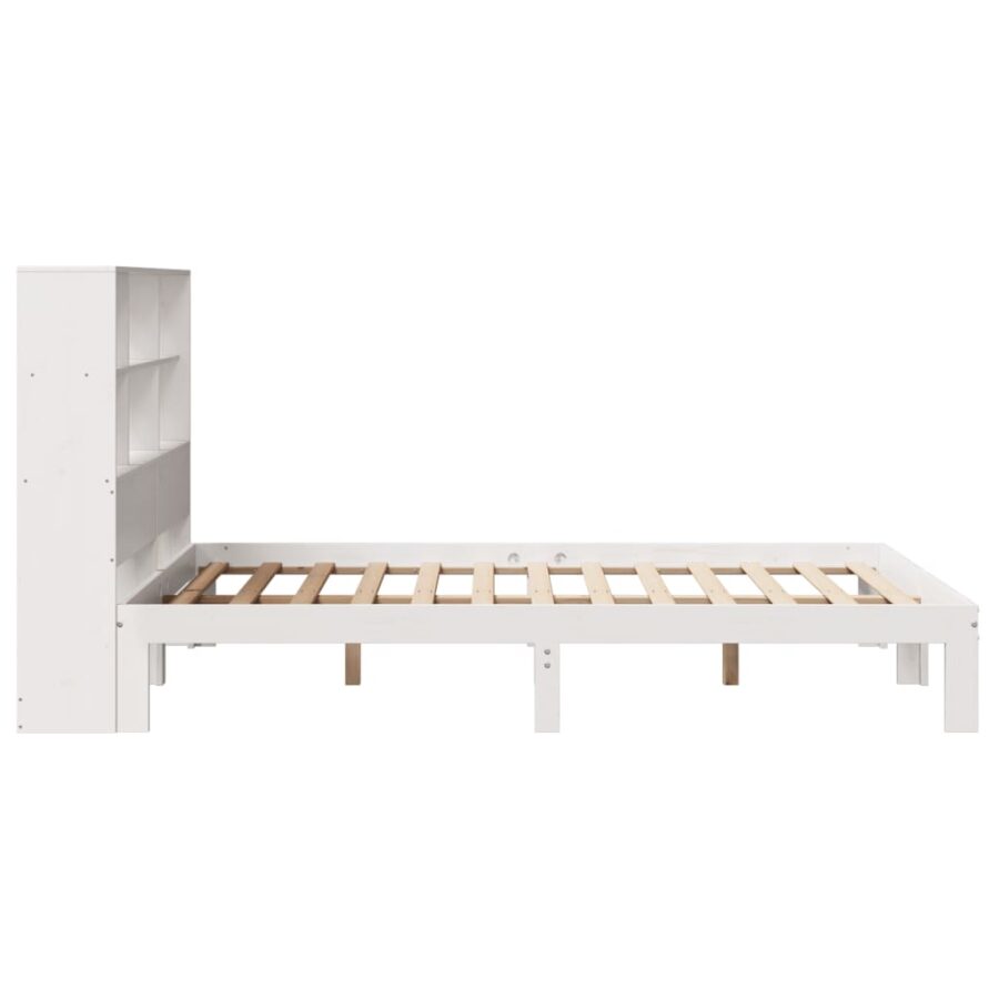 Bed met boekenkast zonder matras grenenhout wit 150x200 cm - Afbeelding 7