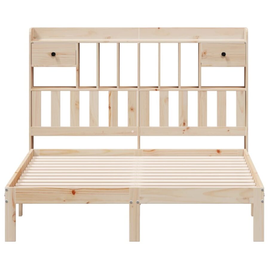 Bed met boekenkast zonder matras massief grenenhout 135x190 cm - Afbeelding 4