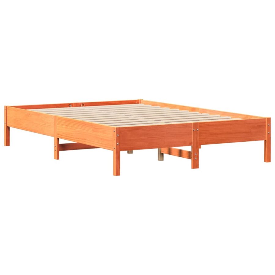 Bed met boekenkast zonder matras grenenhout wasbruin 150x200 cm - Afbeelding 8