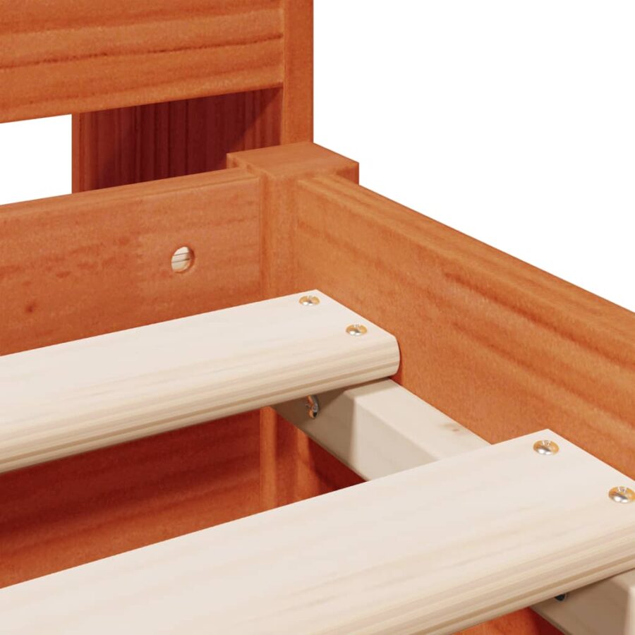 Bed met boekenkast zonder matras grenenhout wasbruin 150x200 cm - Afbeelding 9