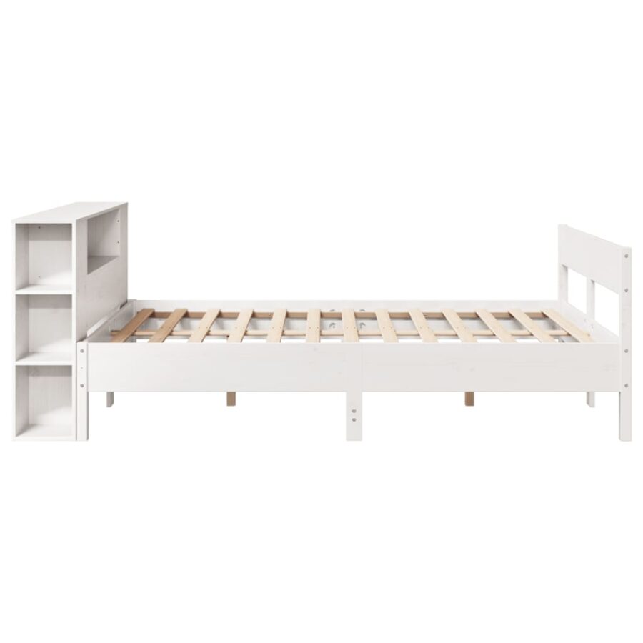 Bed met boekenkast zonder matras grenenhout wit 120x190 cm - Afbeelding 5
