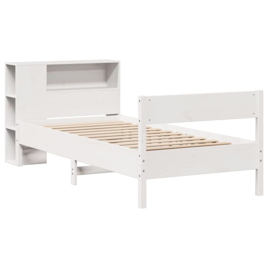 Bed met boekenkast zonder matras grenenhout wit 90x200 cm - Afbeelding 3