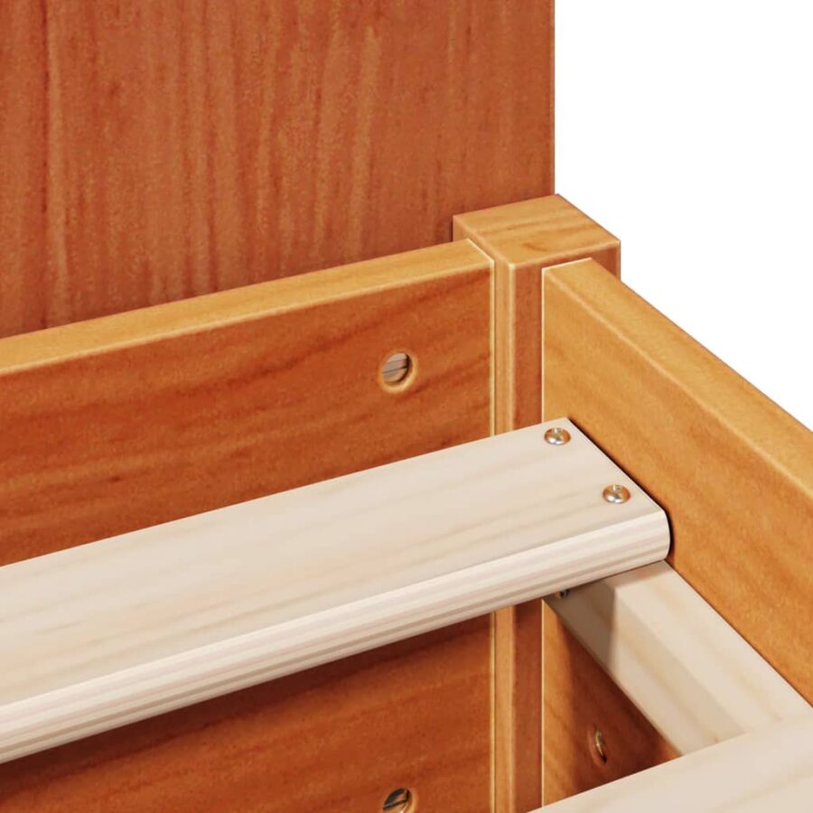 Bed met boekenkast zonder matras grenenhout wasbruin 100x200 cm - Afbeelding 10