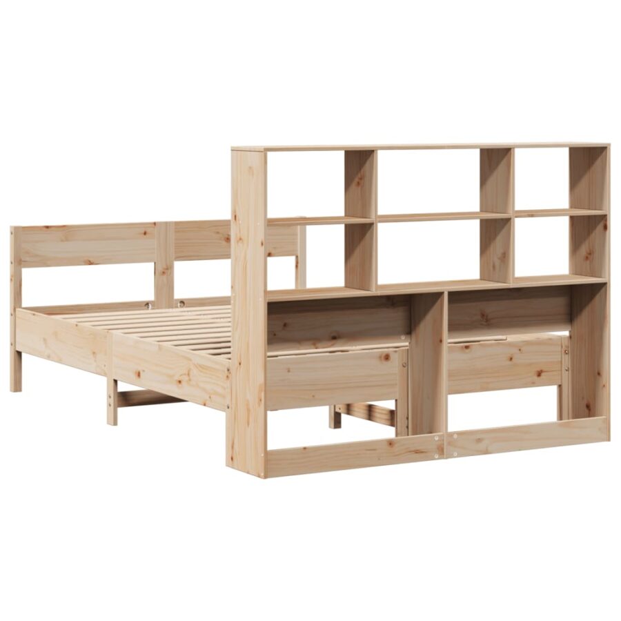 Bed met boekenkast zonder matras massief grenenhout 135x190 cm - Afbeelding 6