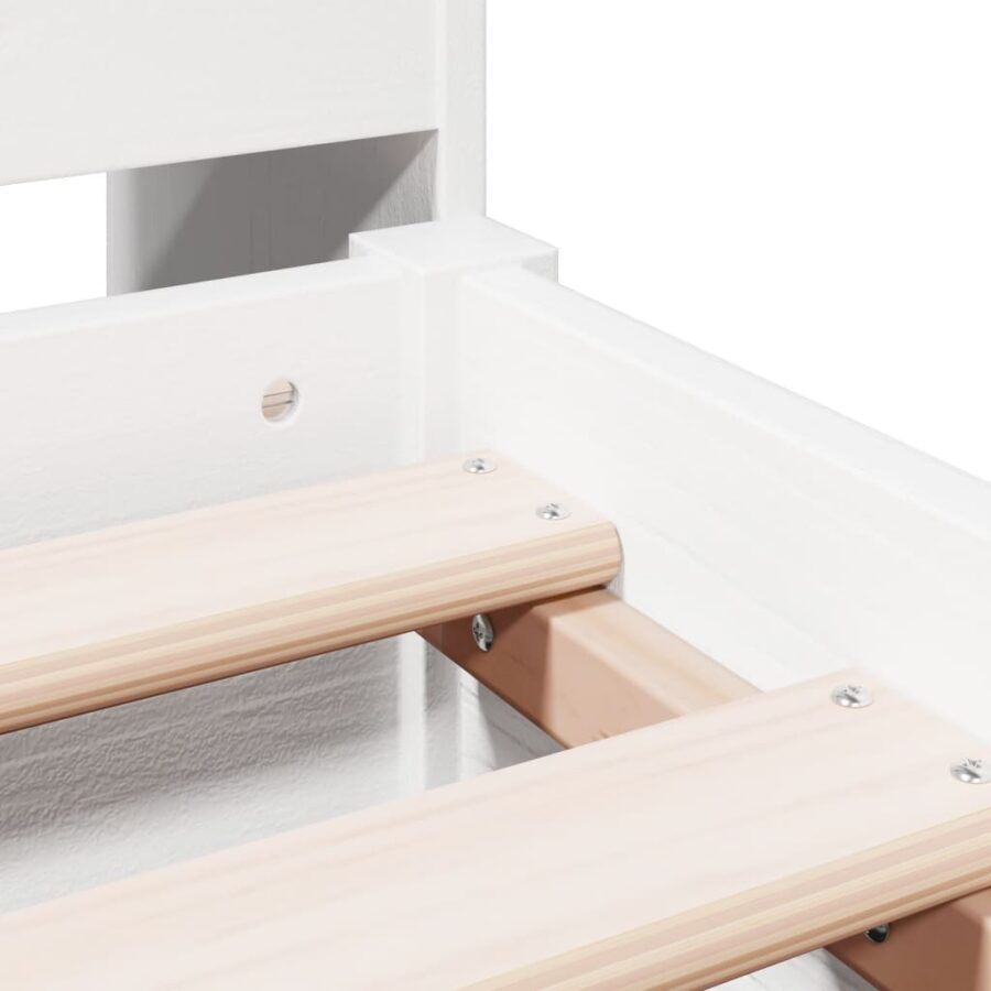 Bed met boekenkast zonder matras grenenhout wit 150x200 cm - Afbeelding 9