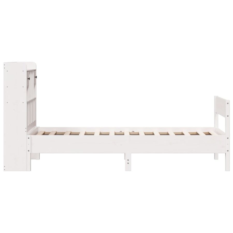 Bed met boekenkast zonder matras grenenhout wit 90x200 cm - Afbeelding 5