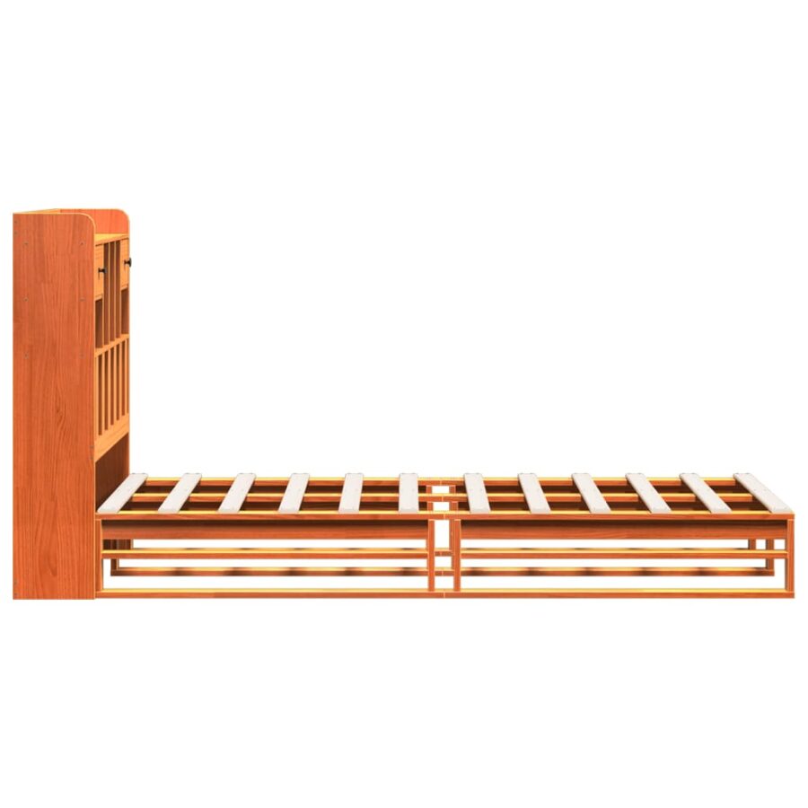 Bed met boekenkast zonder matras grenenhout wasbruin 100x200 cm - Afbeelding 7