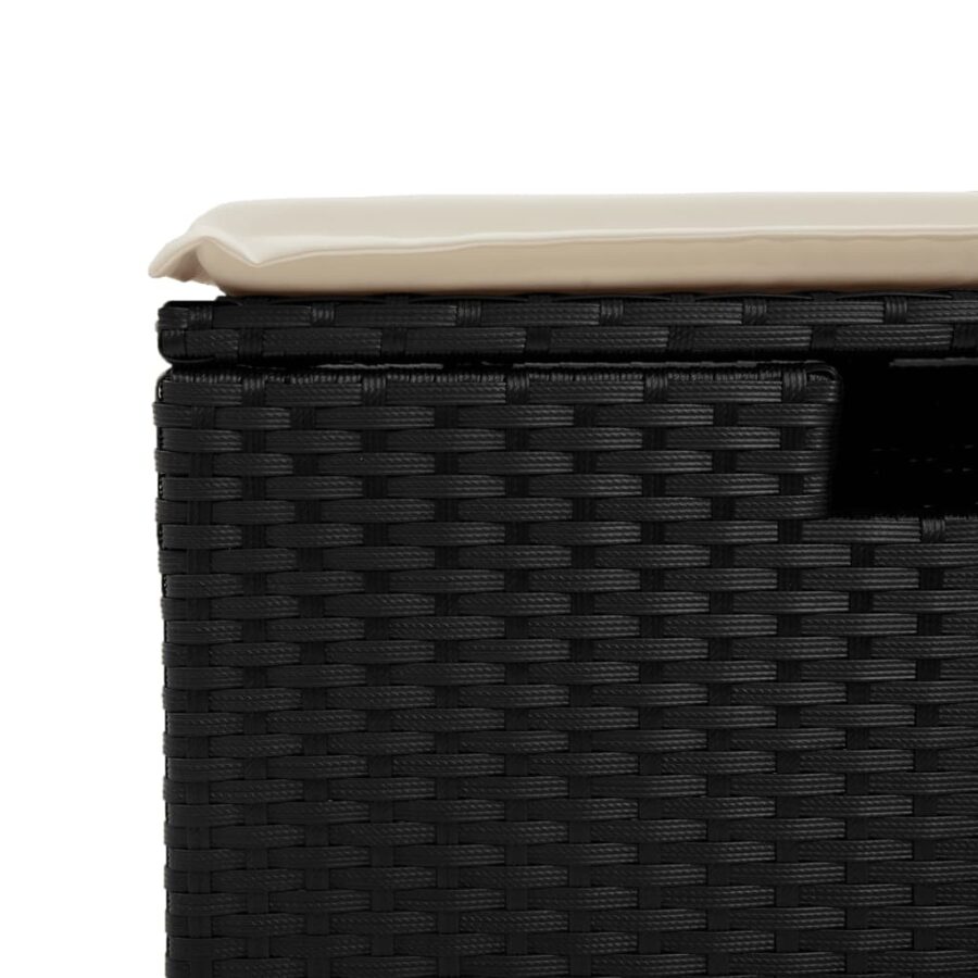 6-delige Loungeset met kussens poly rattan zwart - Afbeelding 11