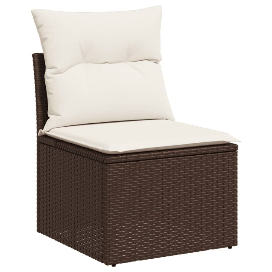 6-delige Loungeset met kussens poly rattan bruin - Afbeelding 3
