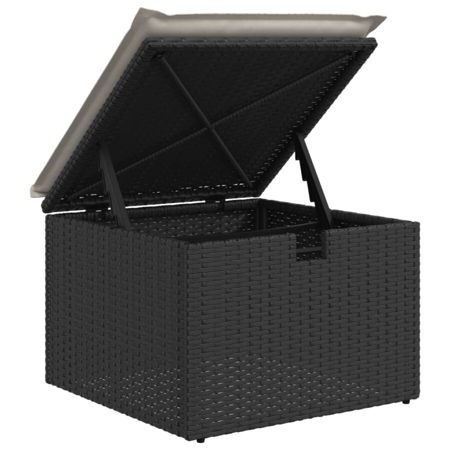 6-delige Loungeset met kussens poly rattan zwart - Afbeelding 8