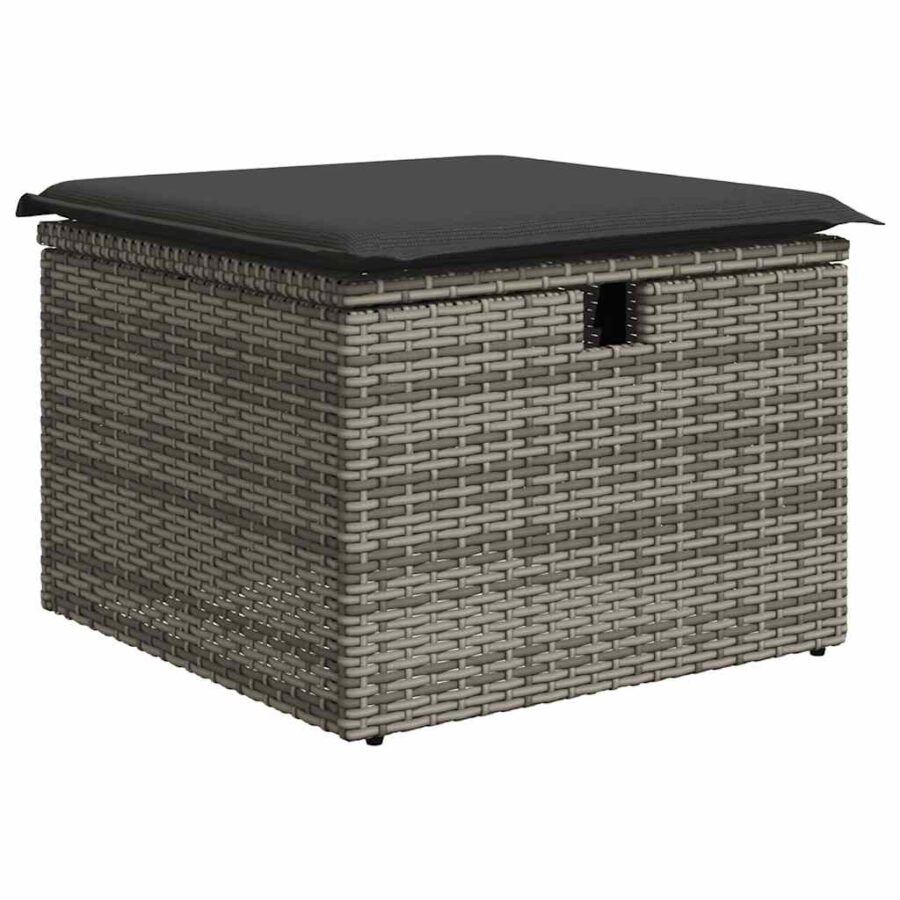 5-delige Loungeset met kussens poly rattan grijs - Afbeelding 5