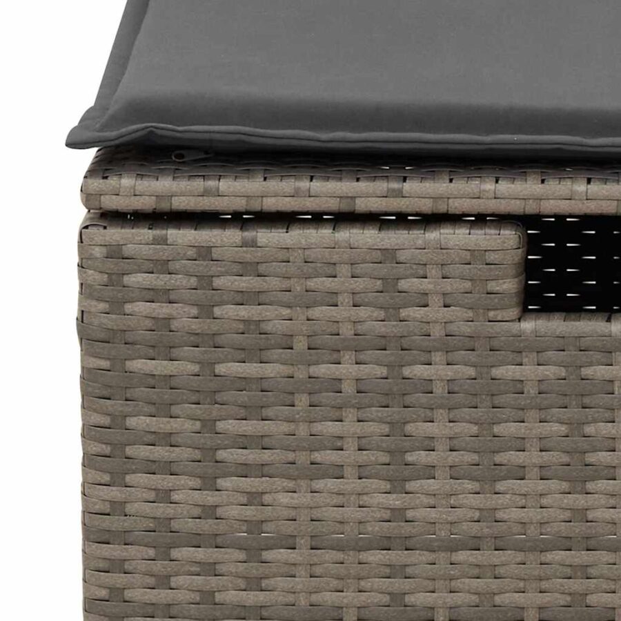 5-delige Loungeset met kussens poly rattan grijs - Afbeelding 10