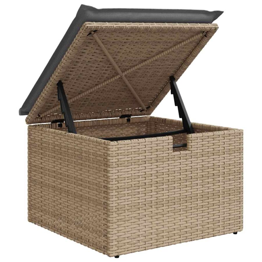 6-delige Loungeset met kussens poly rattan beige - Afbeelding 10
