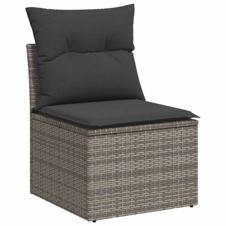 6-delige Loungeset met kussens poly rattan grijs - Afbeelding 3