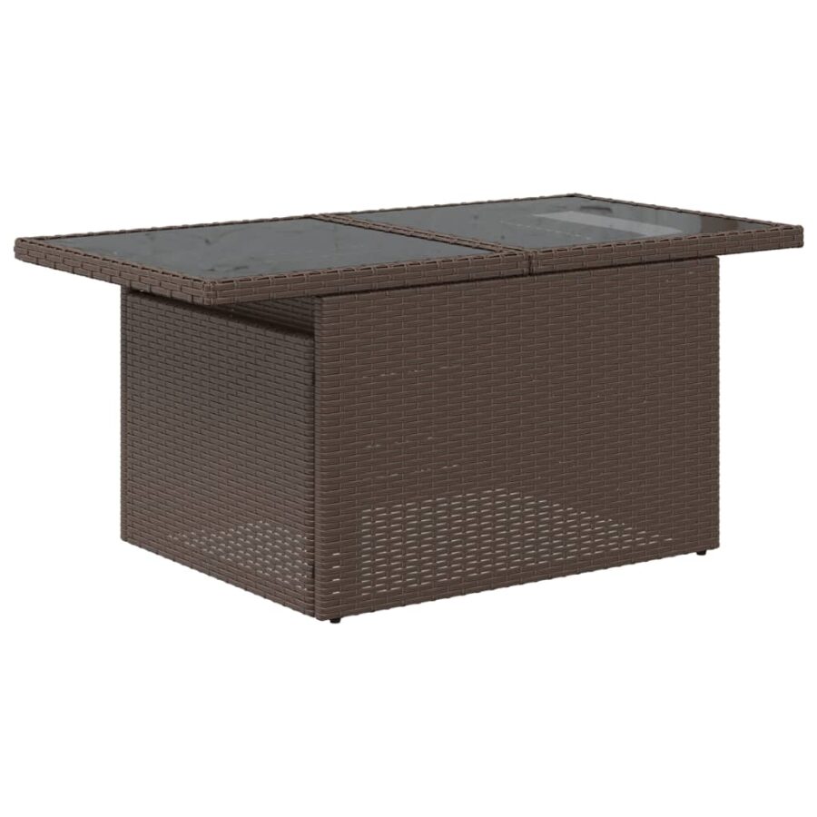 5-delige Loungeset met kussens poly rattan bruin - Afbeelding 5