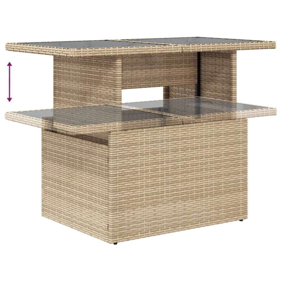 6-delige Loungeset met kussens poly rattan beige - Afbeelding 8
