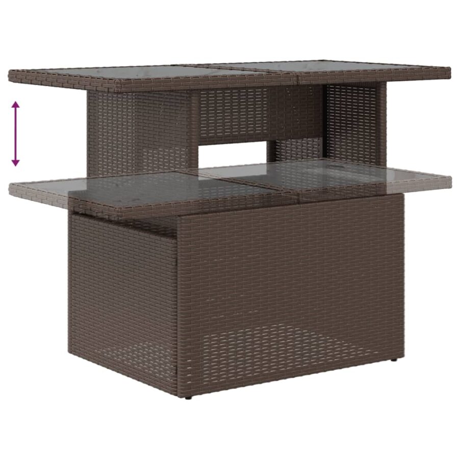 6-delige Loungeset met kussens poly rattan bruin - Afbeelding 8