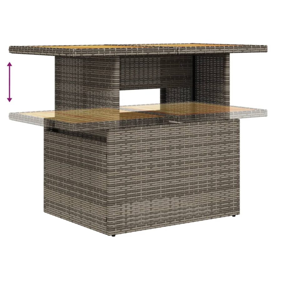 5-delige Loungeset met kussens poly rattan grijs - Afbeelding 8