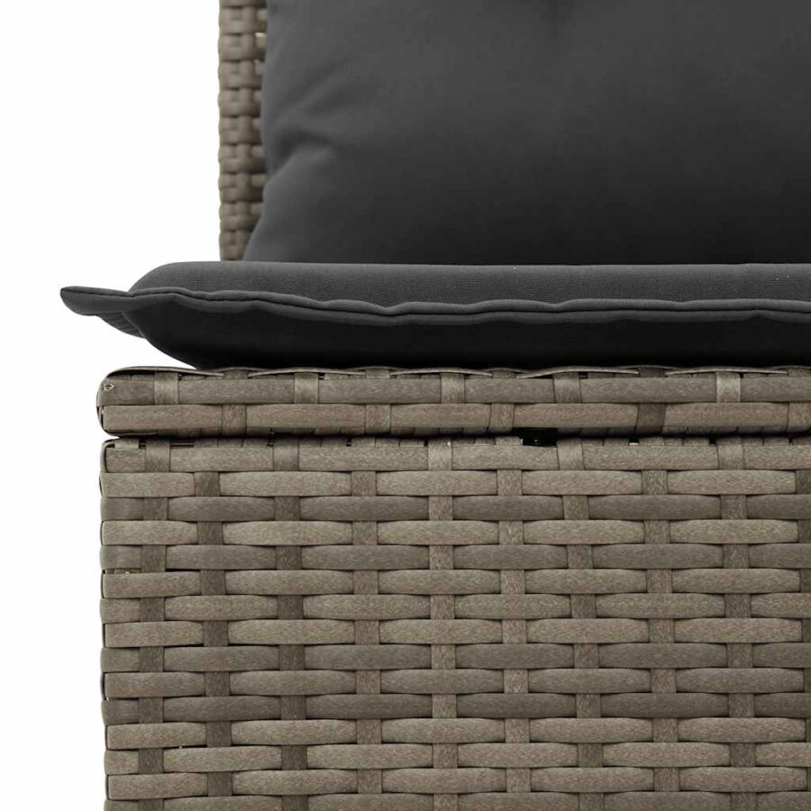 6-delige Loungeset met kussens poly rattan grijs - Afbeelding 10