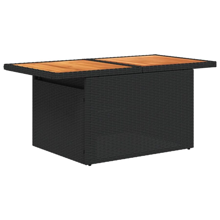 6-delige Loungeset met kussens poly rattan zwart - Afbeelding 5