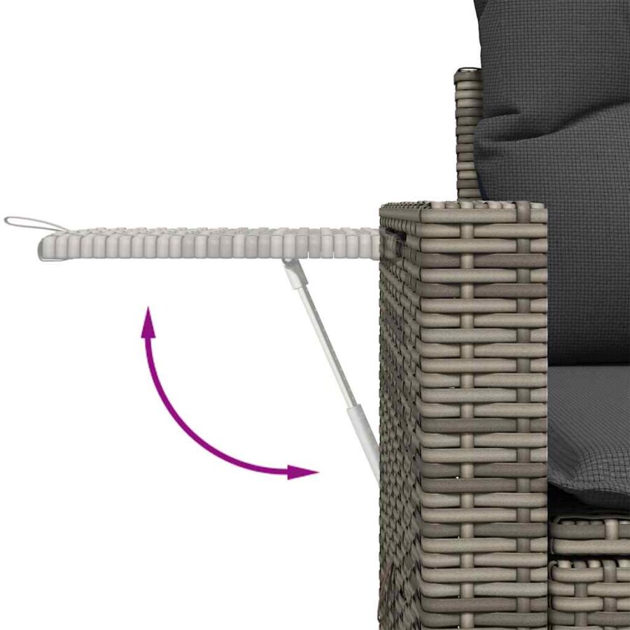 6-delige Loungeset met kussens poly rattan grijs - Afbeelding 10
