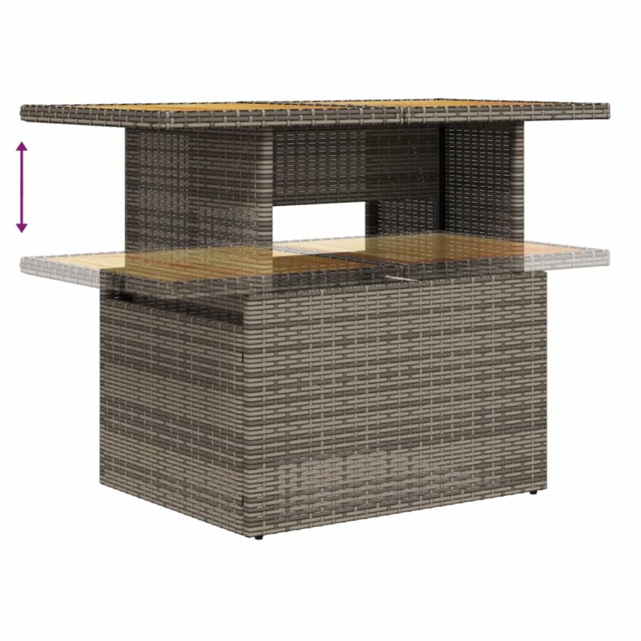 6-delige Loungeset met kussens poly rattan grijs - Afbeelding 8