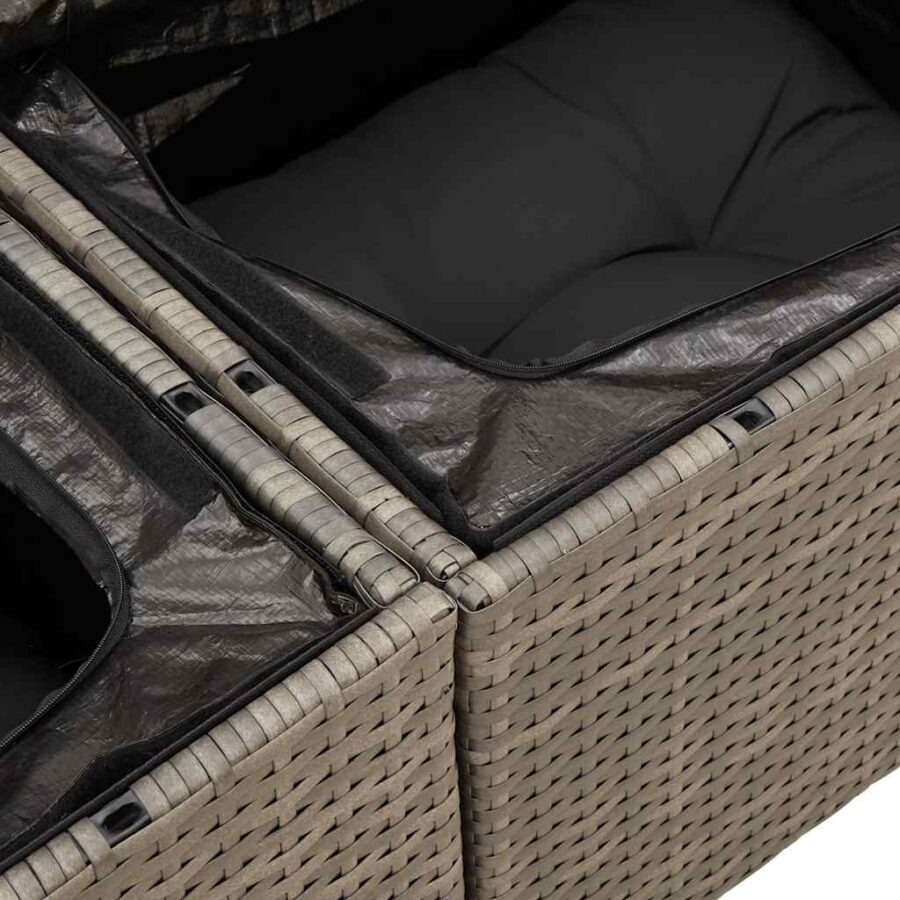 5-delige Loungeset met kussens poly rattan grijs - Afbeelding 11