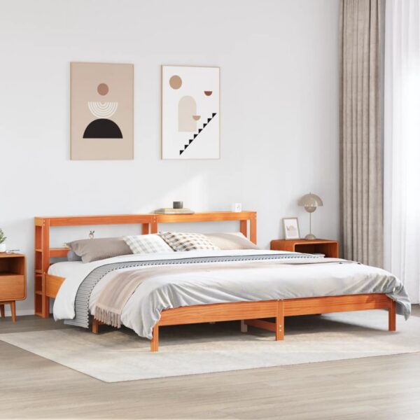 Bedframe zonder matras massief grenenhout wasbruin 180x200 cm