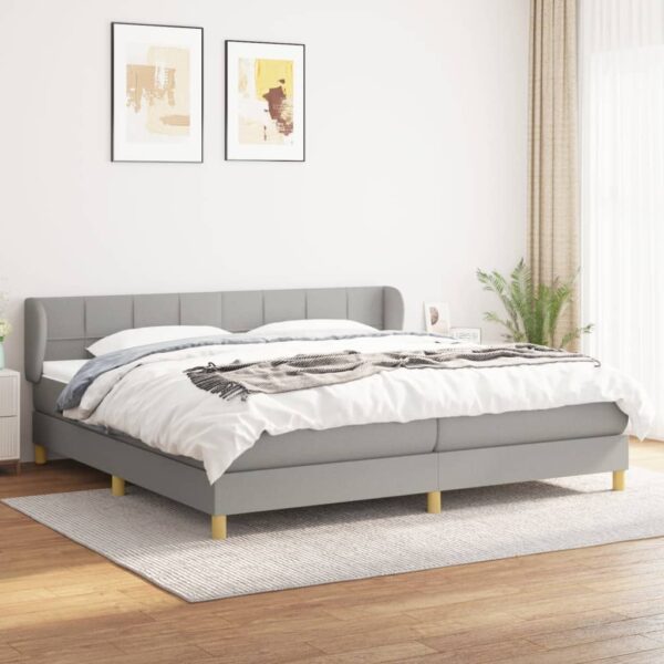 Boxspring met matras stof lichtgrijs 200x200 cm
