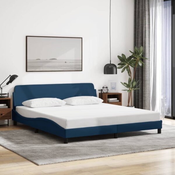 Bedframe met hoofdeinde zonder matras 180x200 cm stof blauw