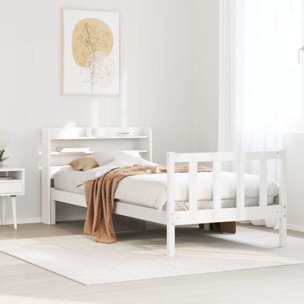 Bedframe zonder matras massief grenenhout wit 90x190 cm