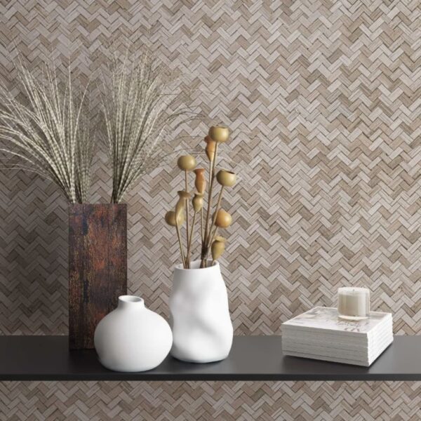 Noordwand Behang Botanica Rattan Wickerwork bruin en beige