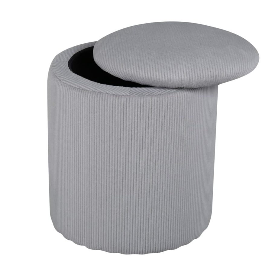 Venture Home Poef Limpen 32x32x40 cm ribfluweel grijs - Afbeelding 2